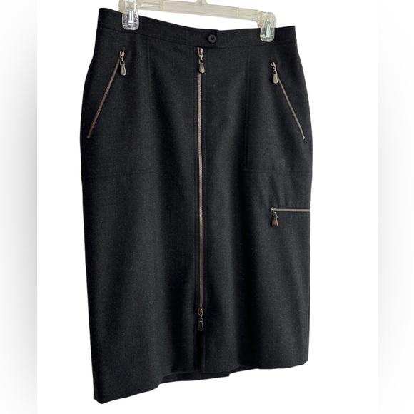 Doncaster Black Zipper Midi Pencil Skirt Wool Fully Lined Sz 10 Luxury Designer - Picture 4 of 13